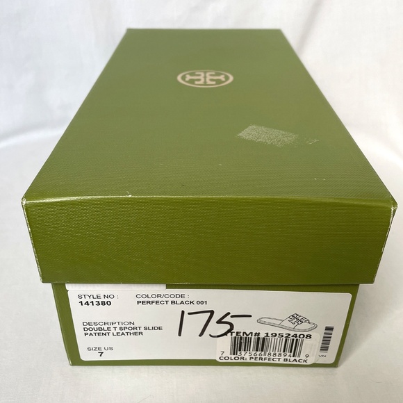 Tory Burch Double T Sport Slide Patent Leather Black Size 7 - Picture 11 of 11